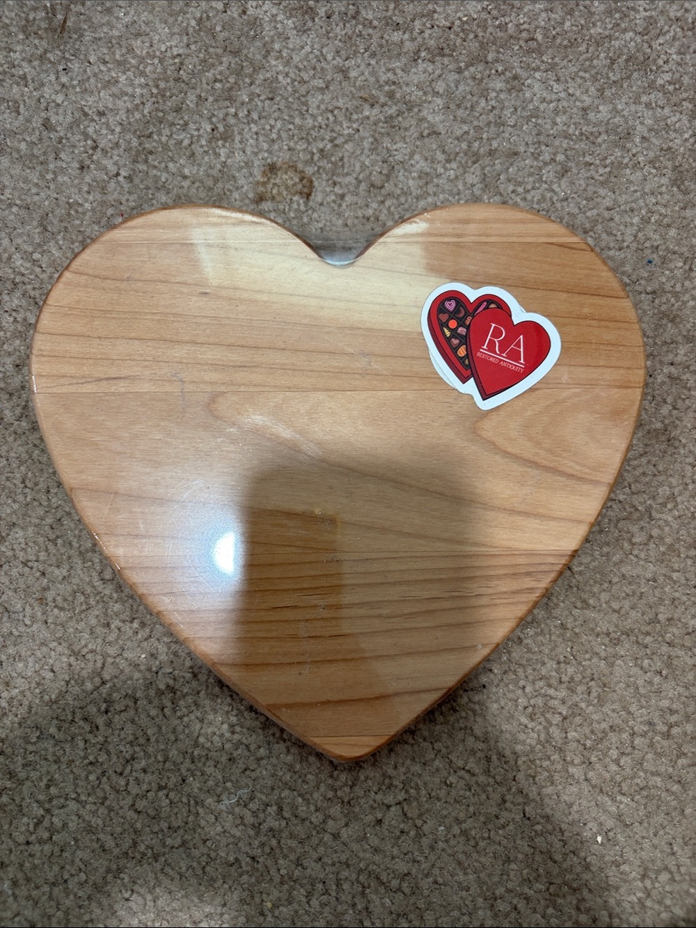 Heart-Shaped Wooden Keepsake Box with Red Heart Sticker